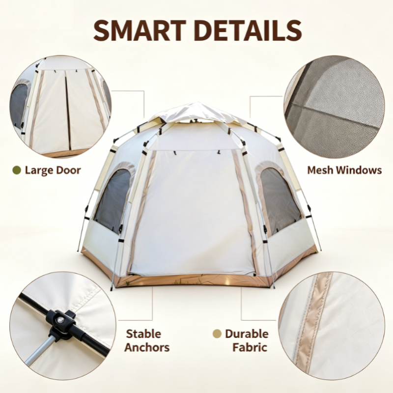 White Hexagonal Pop-Up Camping - Outdoor Adventure Uva 评论和价格