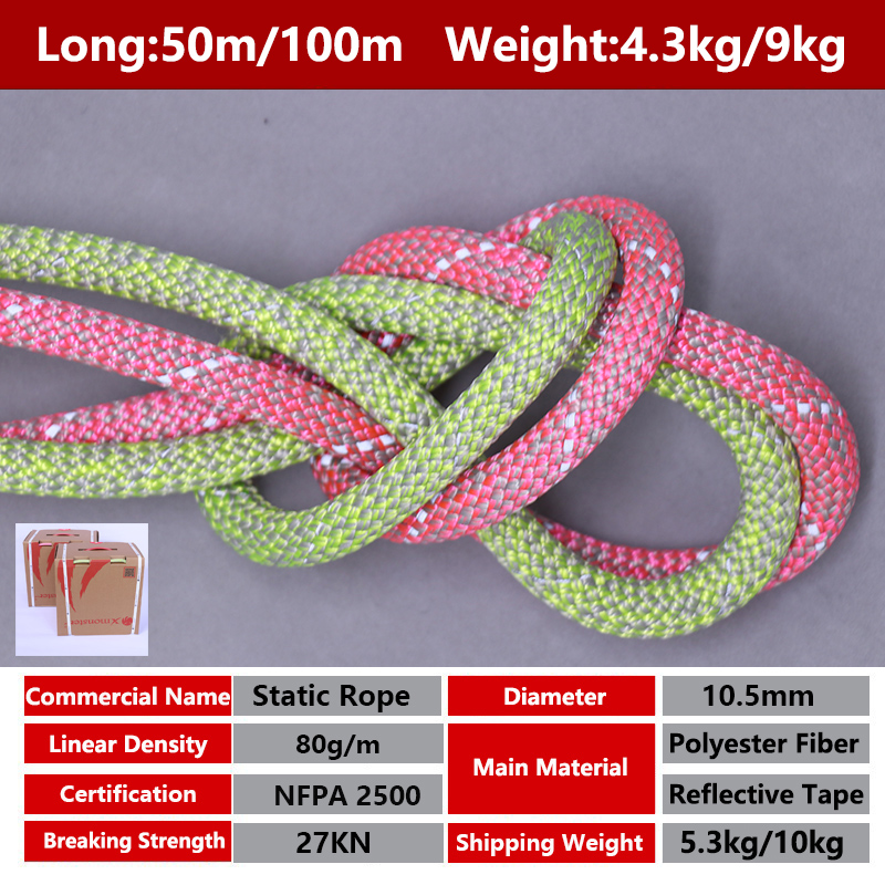 10.5mm Rock Climbing Rope 100M - Rope Climbing Static 评论和价格